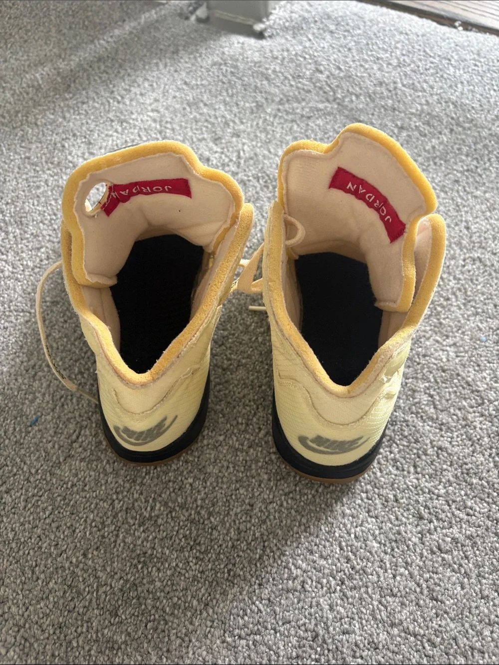 Jordan Kids Yellow Retro and Red High-Top Sneakers